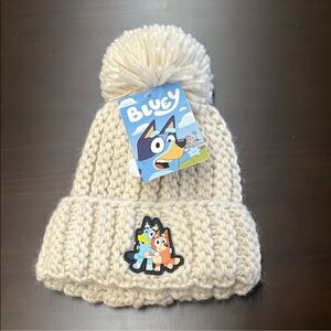 Bluey Kids Cream Knit Pom-Pom Hat